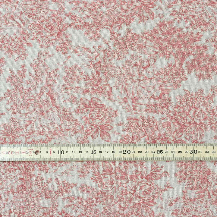 Vintage Toile Crimson Red Double Width Fabric