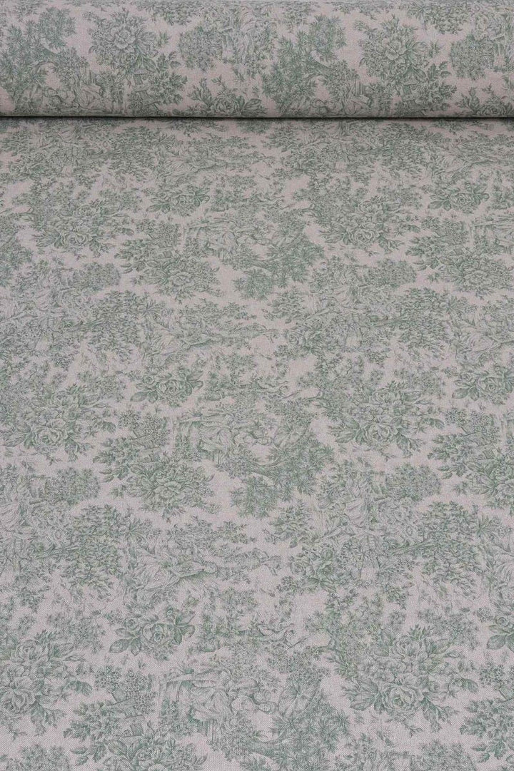 Vintage Toile Double Width Fabric Green