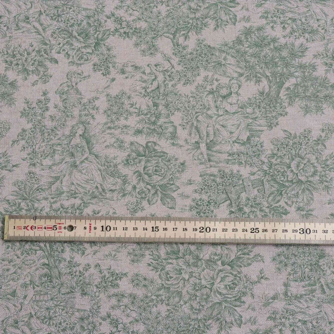 Vintage Toile Double Width Fabric Green