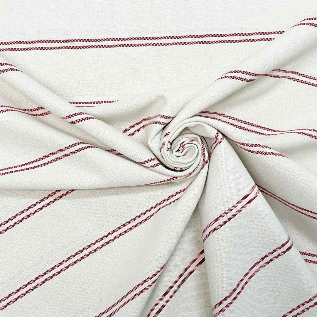 Toulouse Stripe Red Double Width Fabric