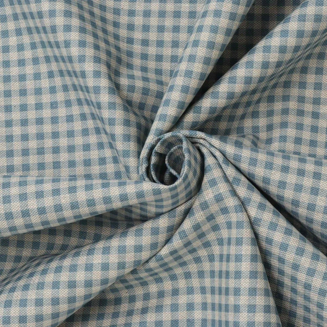 Micro Gingham Blue Double Width Fabric