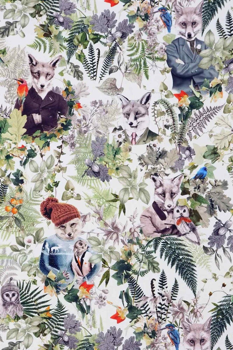 French Foxy & Friends Cotton Fabric