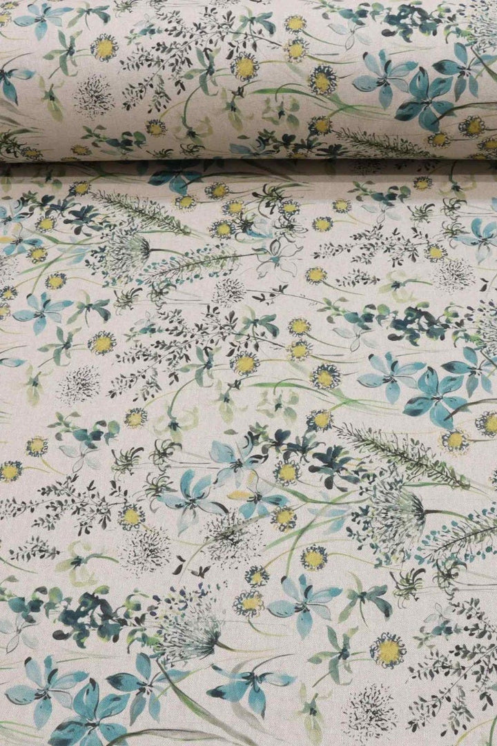 The Meadow in Teal Double Width Fabric