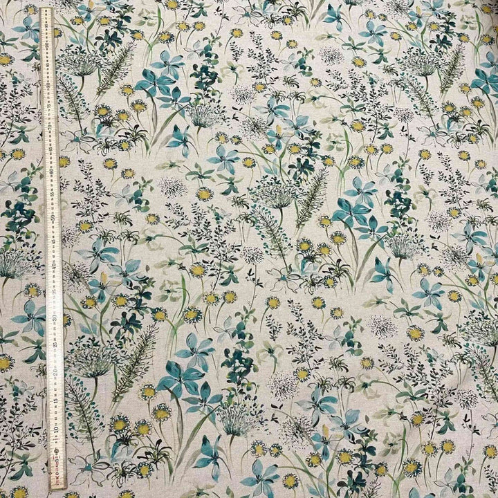 The Meadow in Teal Double Width Fabric