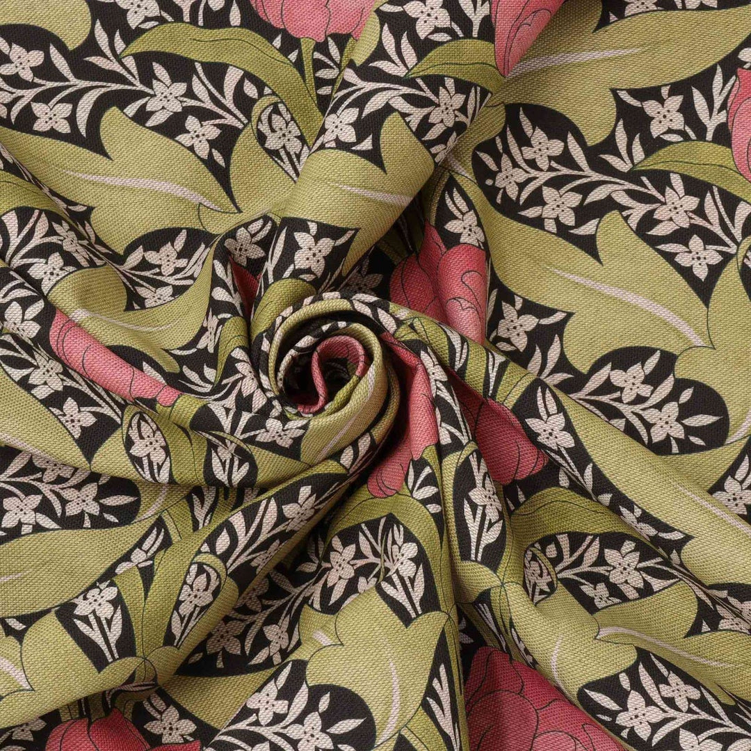 Morris Tulip Olive Green Double Width Fabric