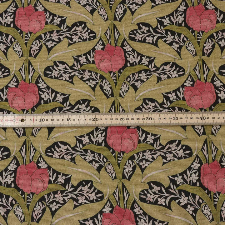 Morris Tulip Olive Green Double Width Fabric