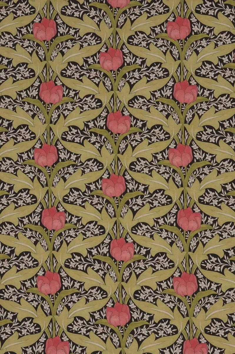 Morris Tulip Olive Green Double Width Fabric