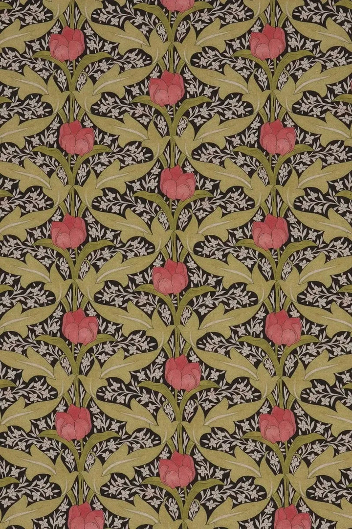 Morris Tulip Olive Green Double Width Fabric