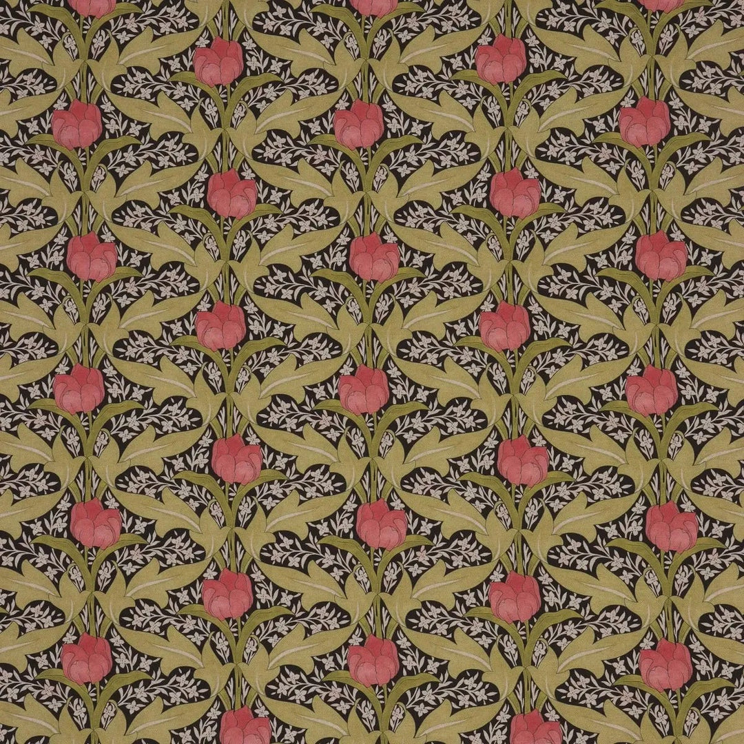 Morris Tulip Olive Green Double Width Fabric