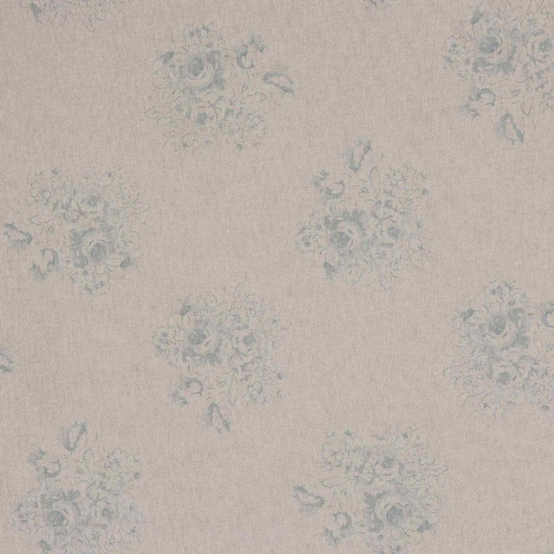 Vintage Floral Bouquet Duck Egg Double Width Fabric