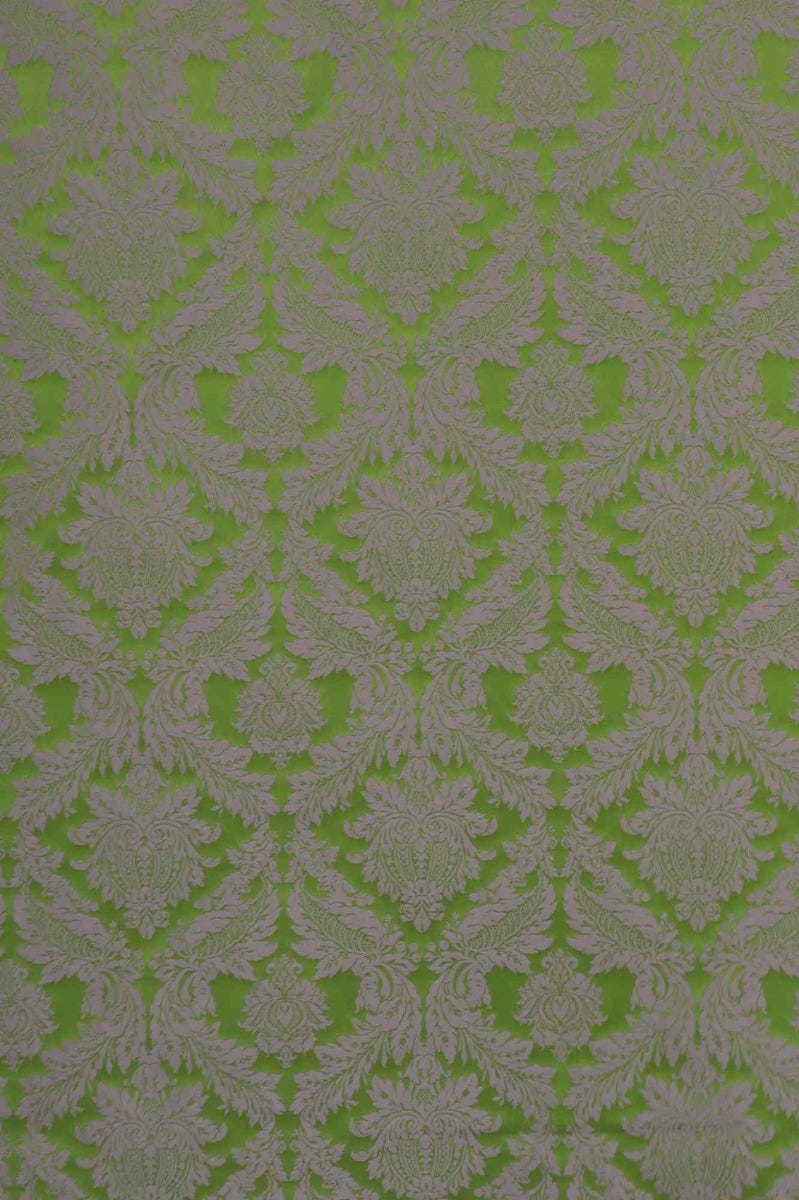 Alderton Damask Purple on Green Fabric