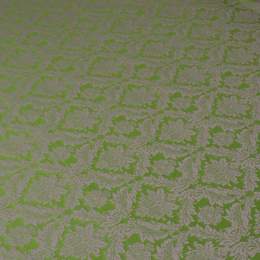 Alderton Damask Purple on Green Fabric