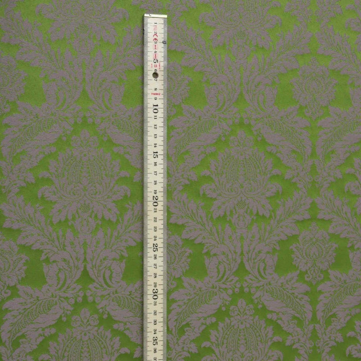 Alderton Damask Purple on Green Fabric