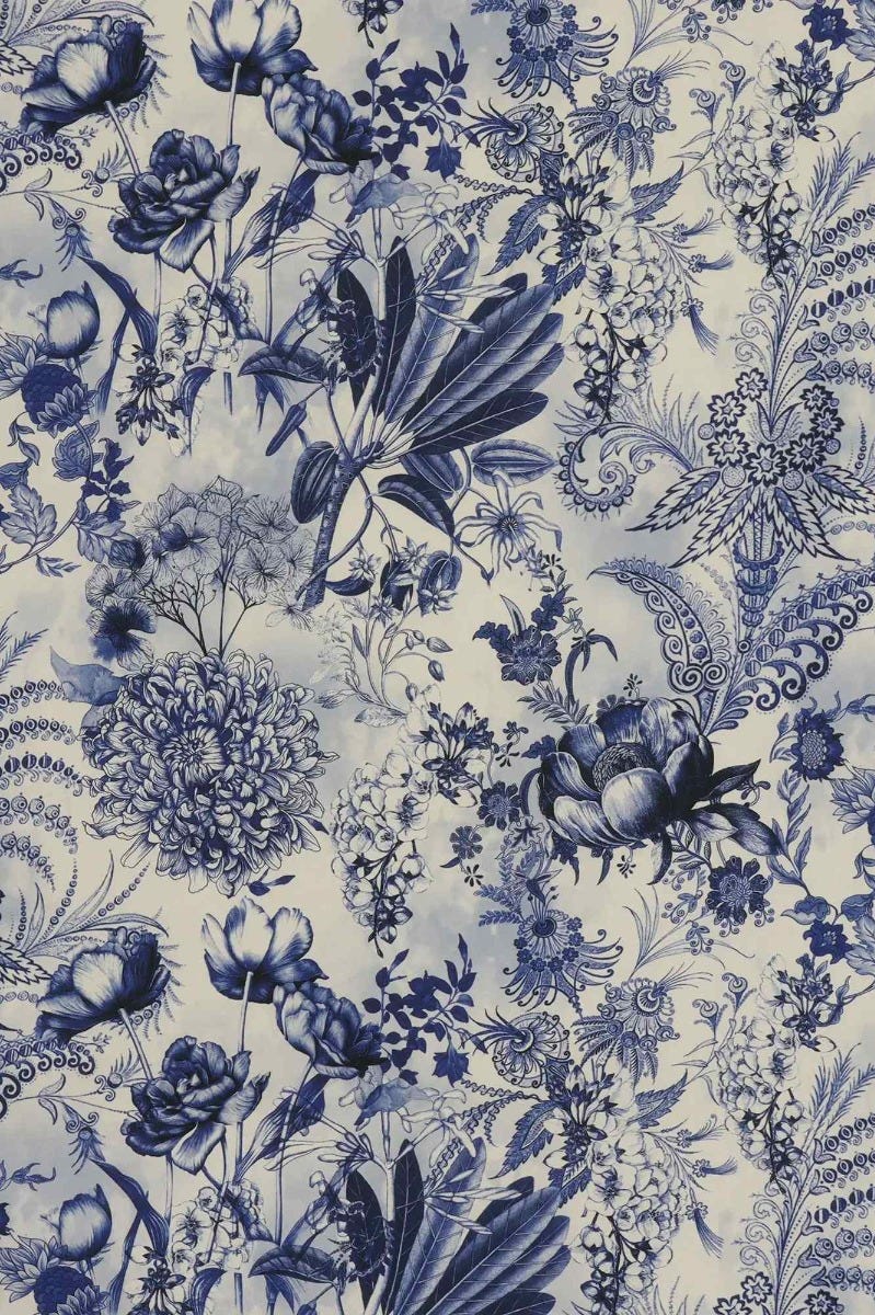 Delph Floral Blue Double Width Fabric