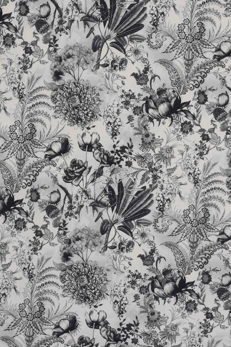 Delph Floral Grey Double Width Fabric