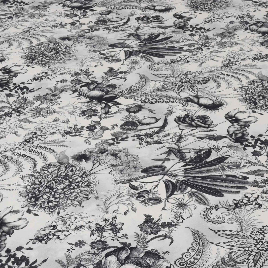 Delph Floral Grey Double Width Fabric