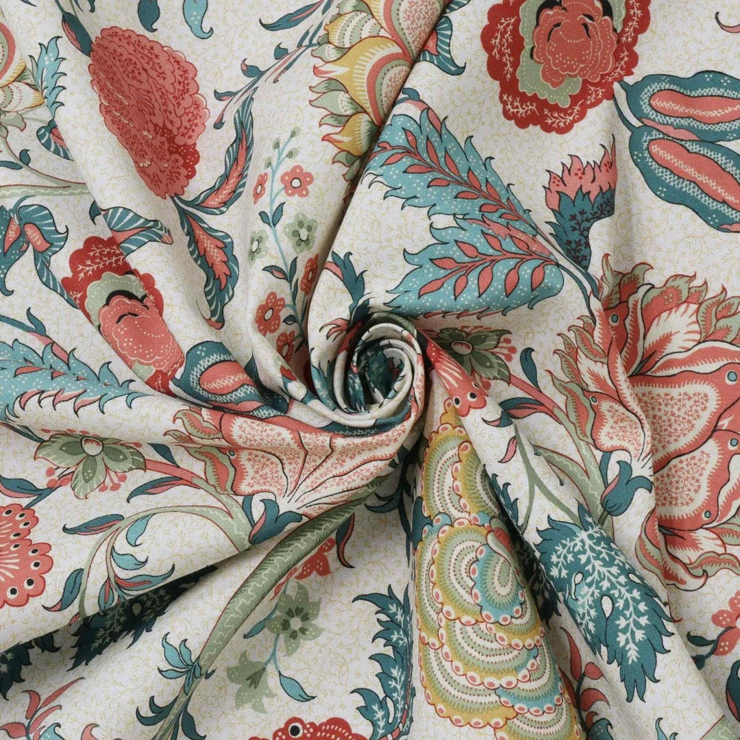 Cara Floral Ivory Fabric