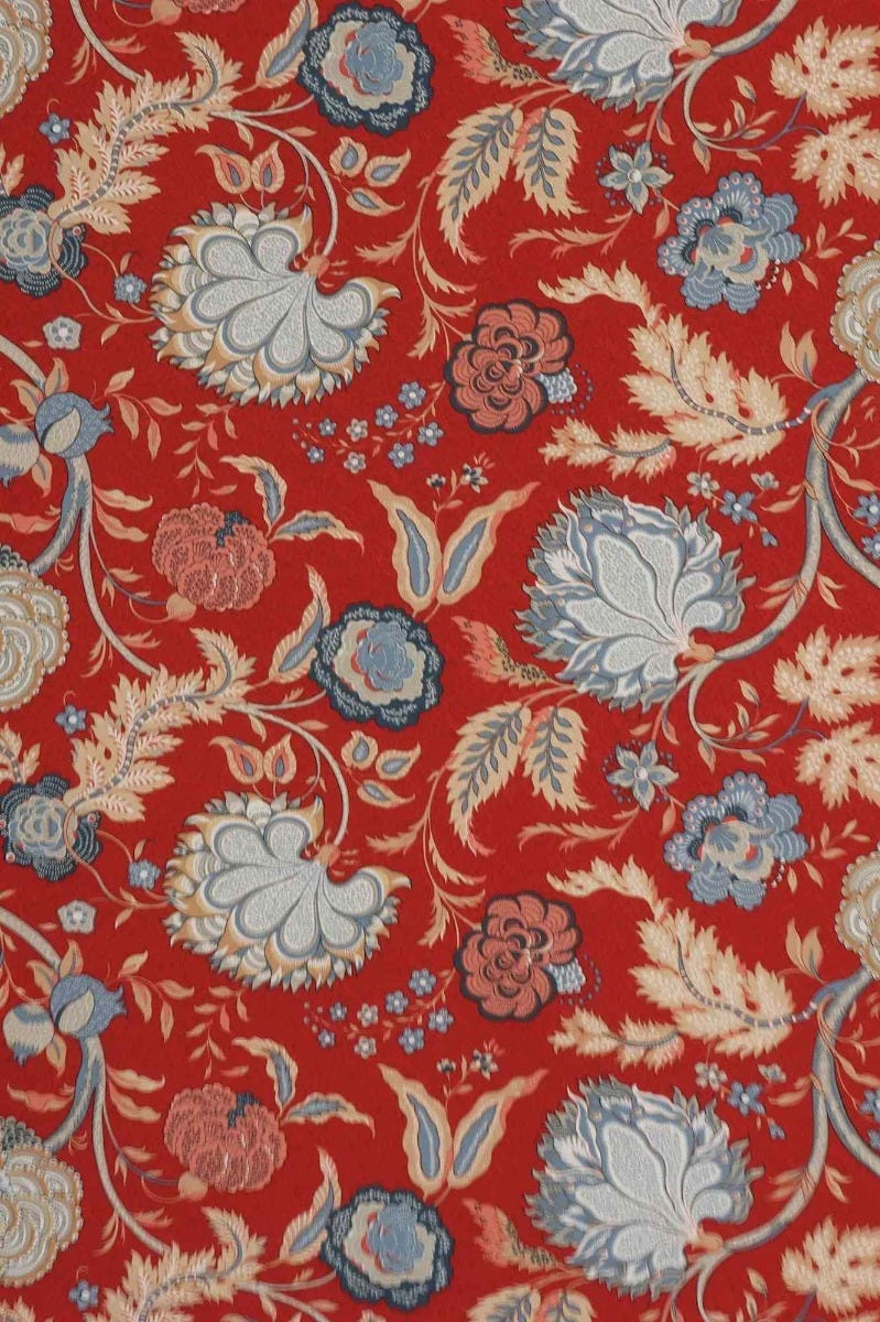 Cara Floral Red Fabric