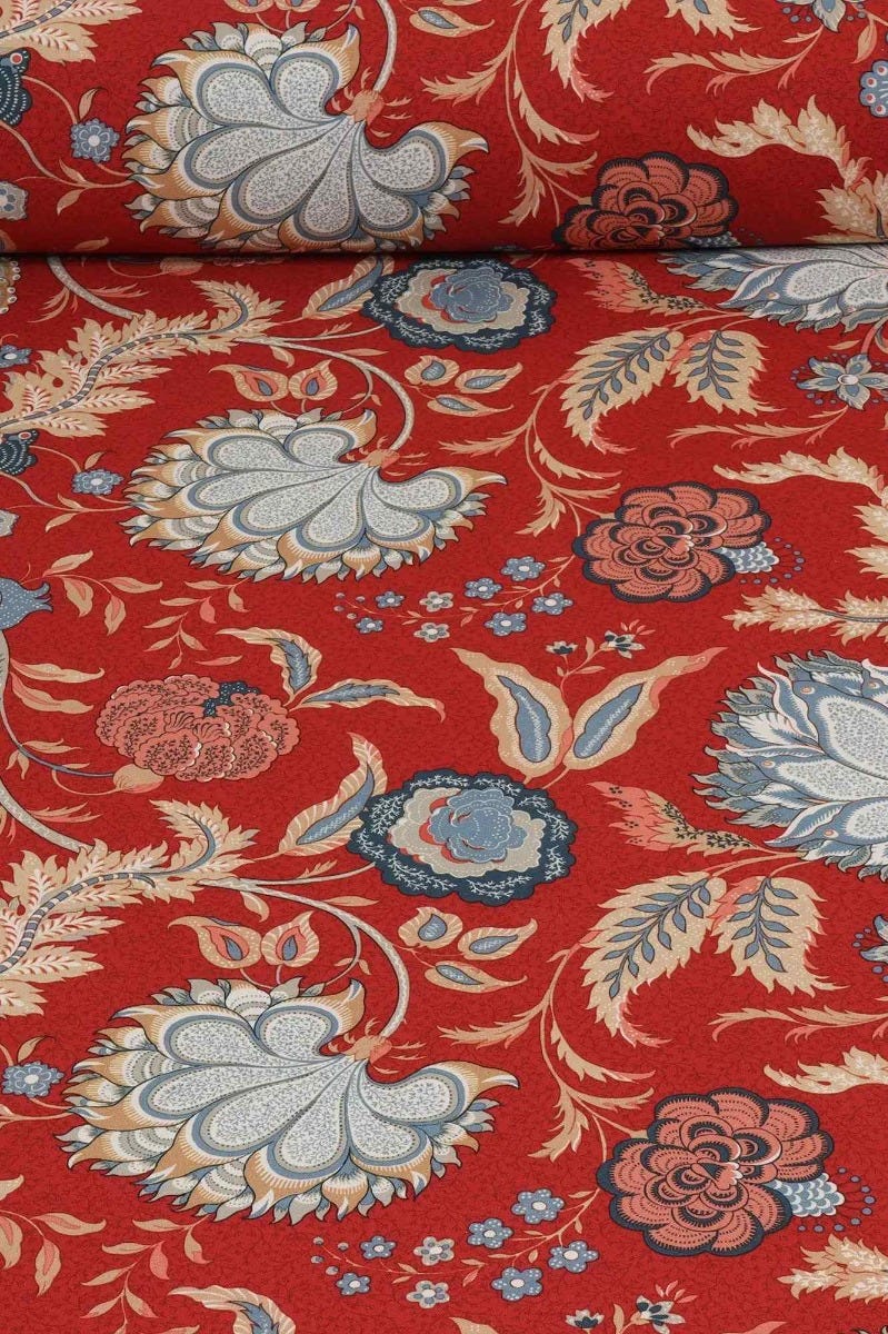 Cara Floral Red Fabric