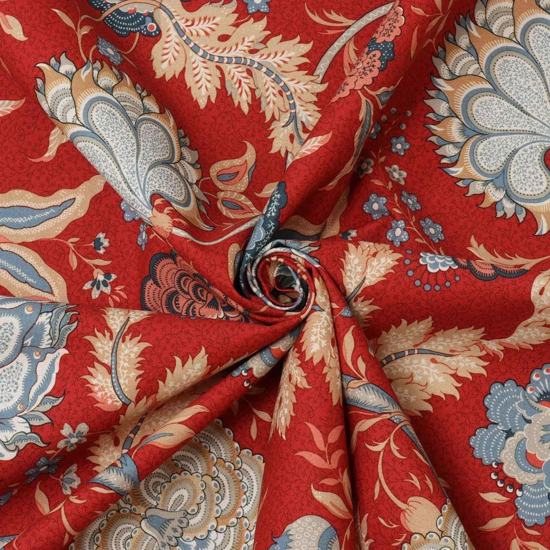 Cara Floral Red Fabric