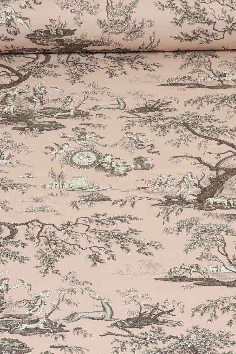 Cherubs Toile Blush Double Width Fabric