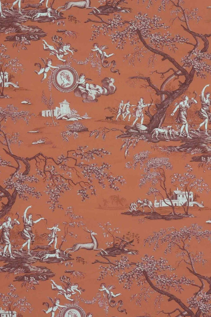 Cherubs Toile Orange Double Width Fabric