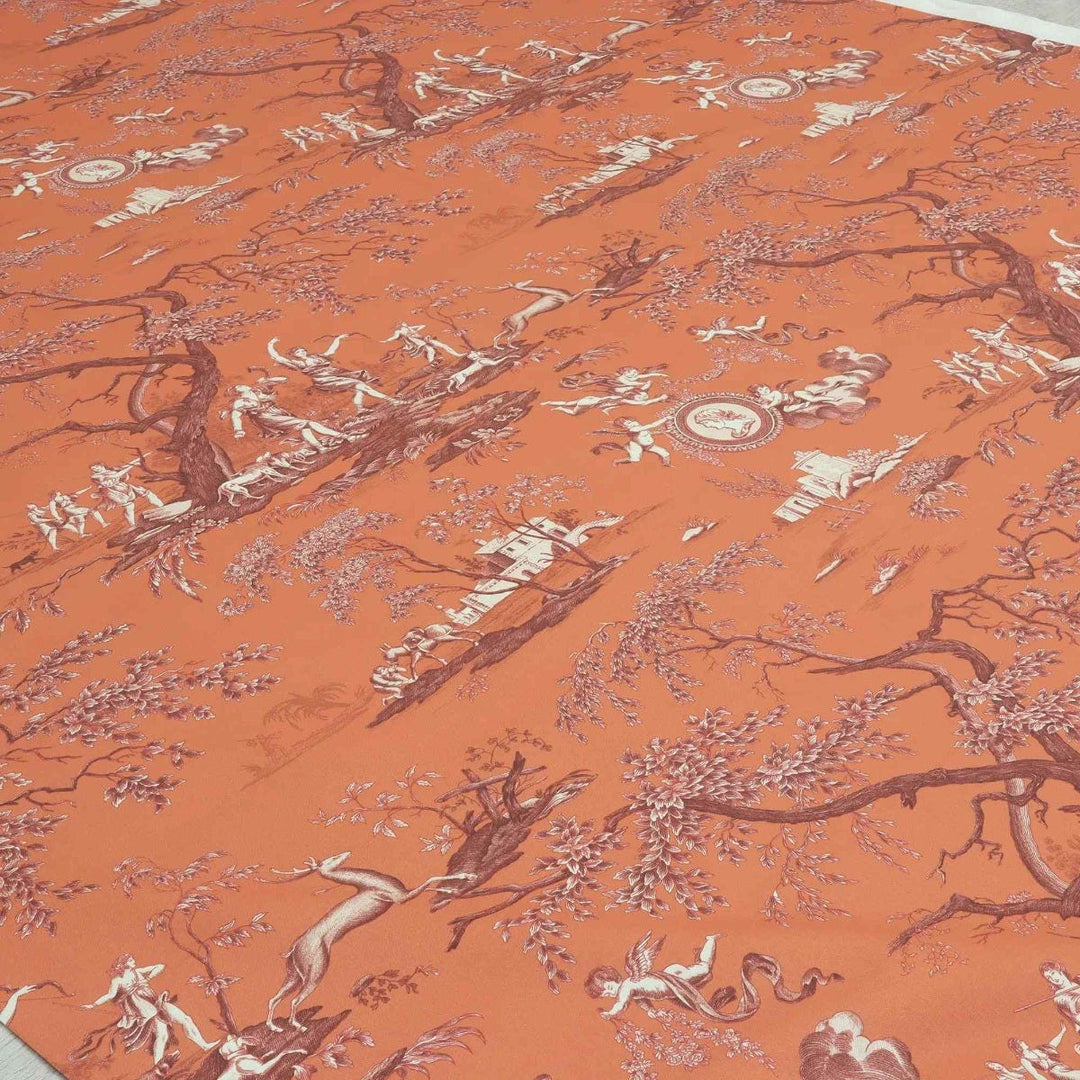 Cherubs Toile Orange Double Width Fabric