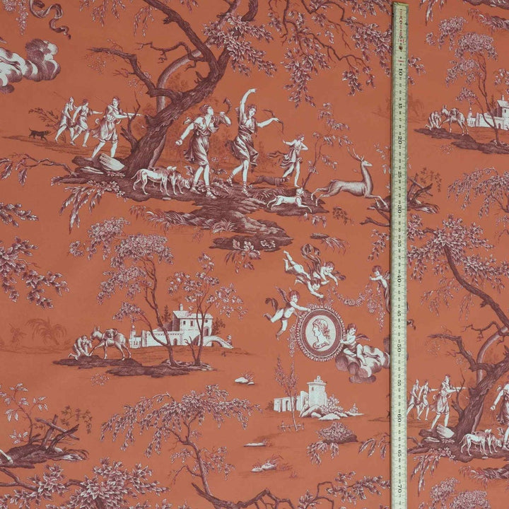 Cherubs Toile Orange Double Width Fabric