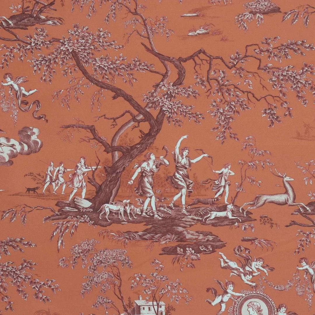 Cherubs Toile Orange Double Width Fabric