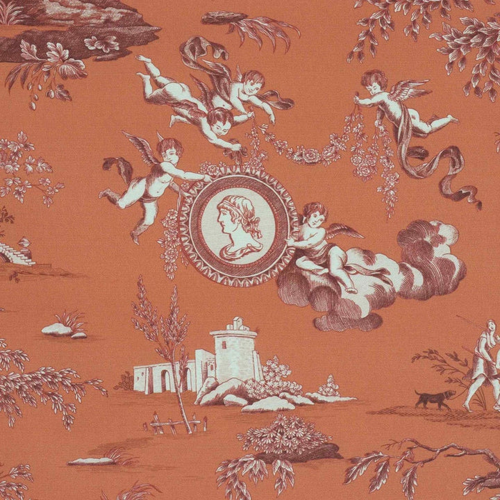 Cherubs Toile Orange Double Width Fabric