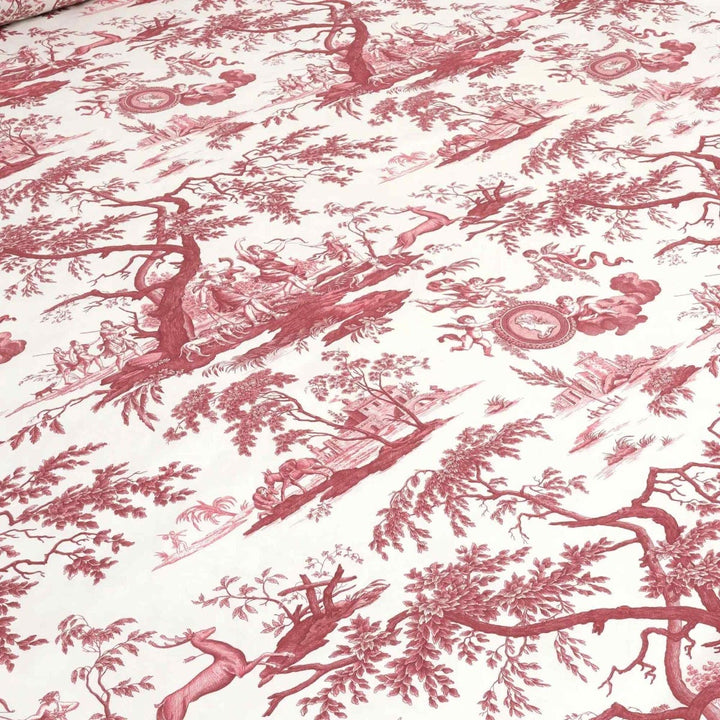 Cherubs Toile Red on White Double Width Fabric