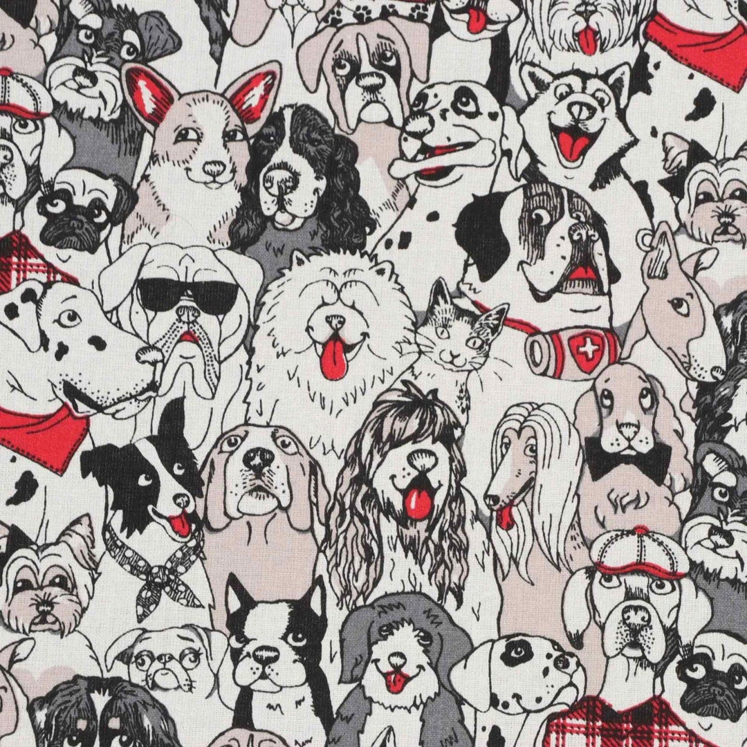 Canine Friends Red Fabric