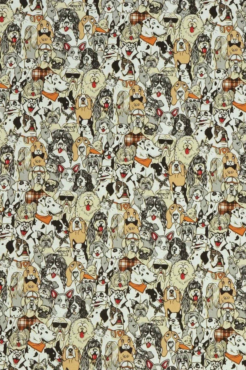 Canine Friends Ochre Fabric