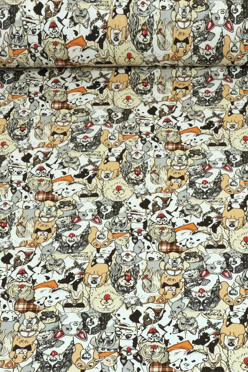 Canine Friends Ochre Fabric