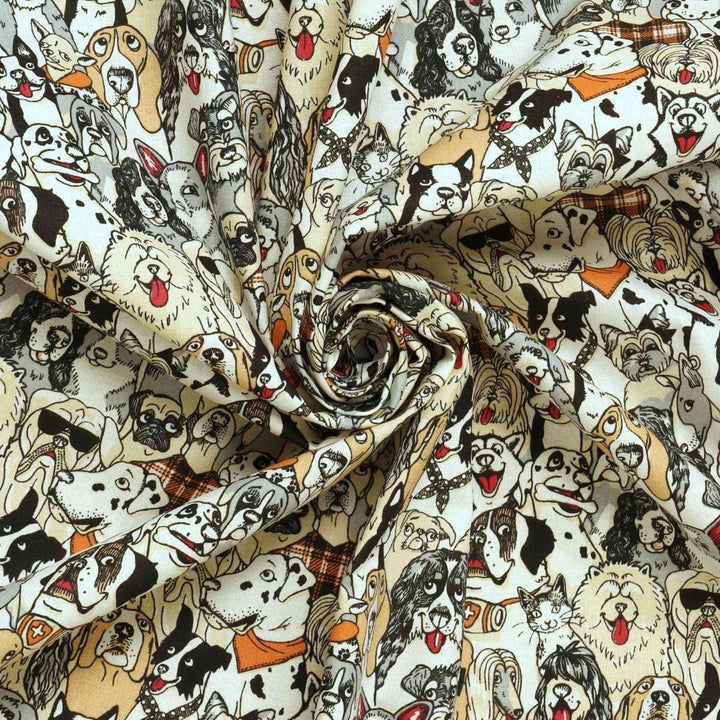 Clearance Canine Friends Ochre Fabric