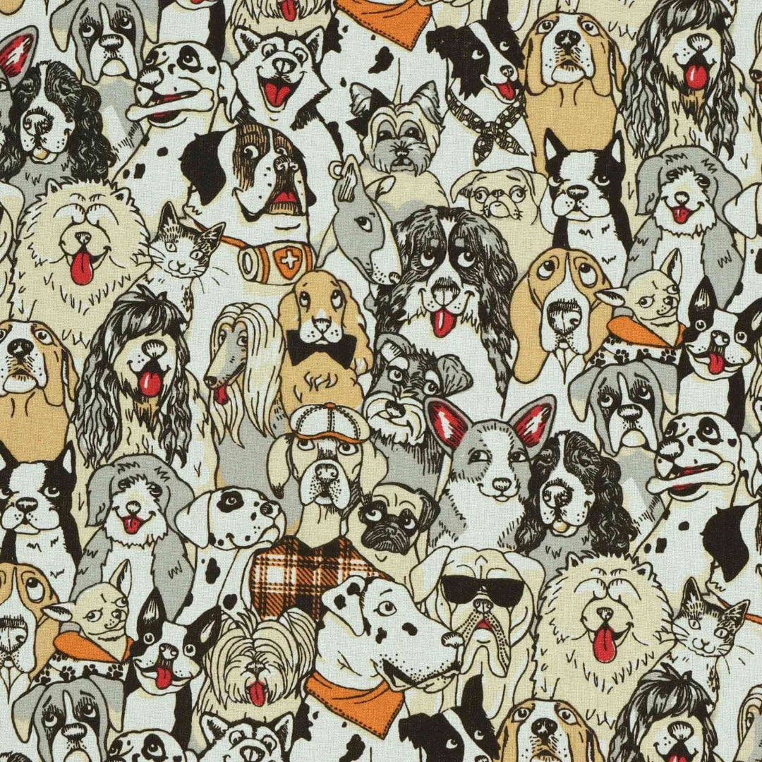 Clearance Canine Friends Ochre Fabric