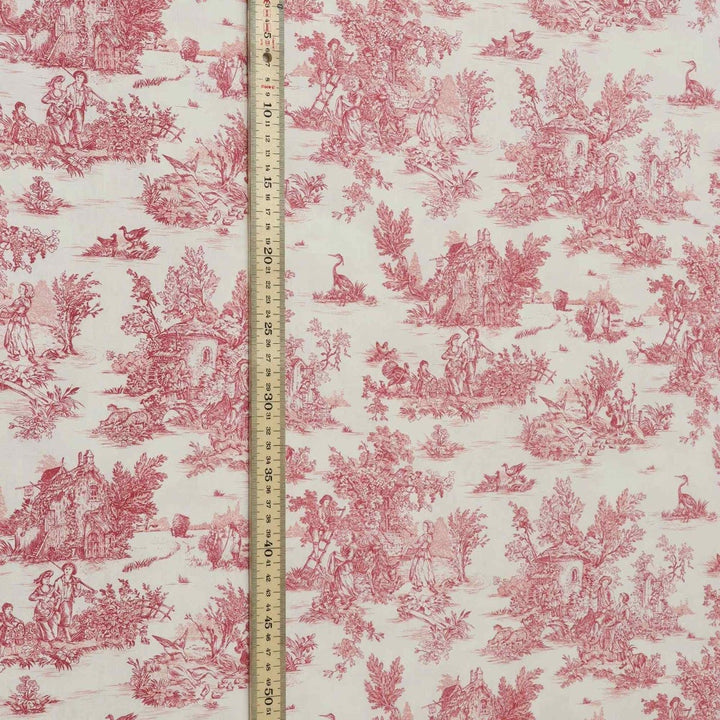 Mini French Toile De Jouy Red Double Width Fabric