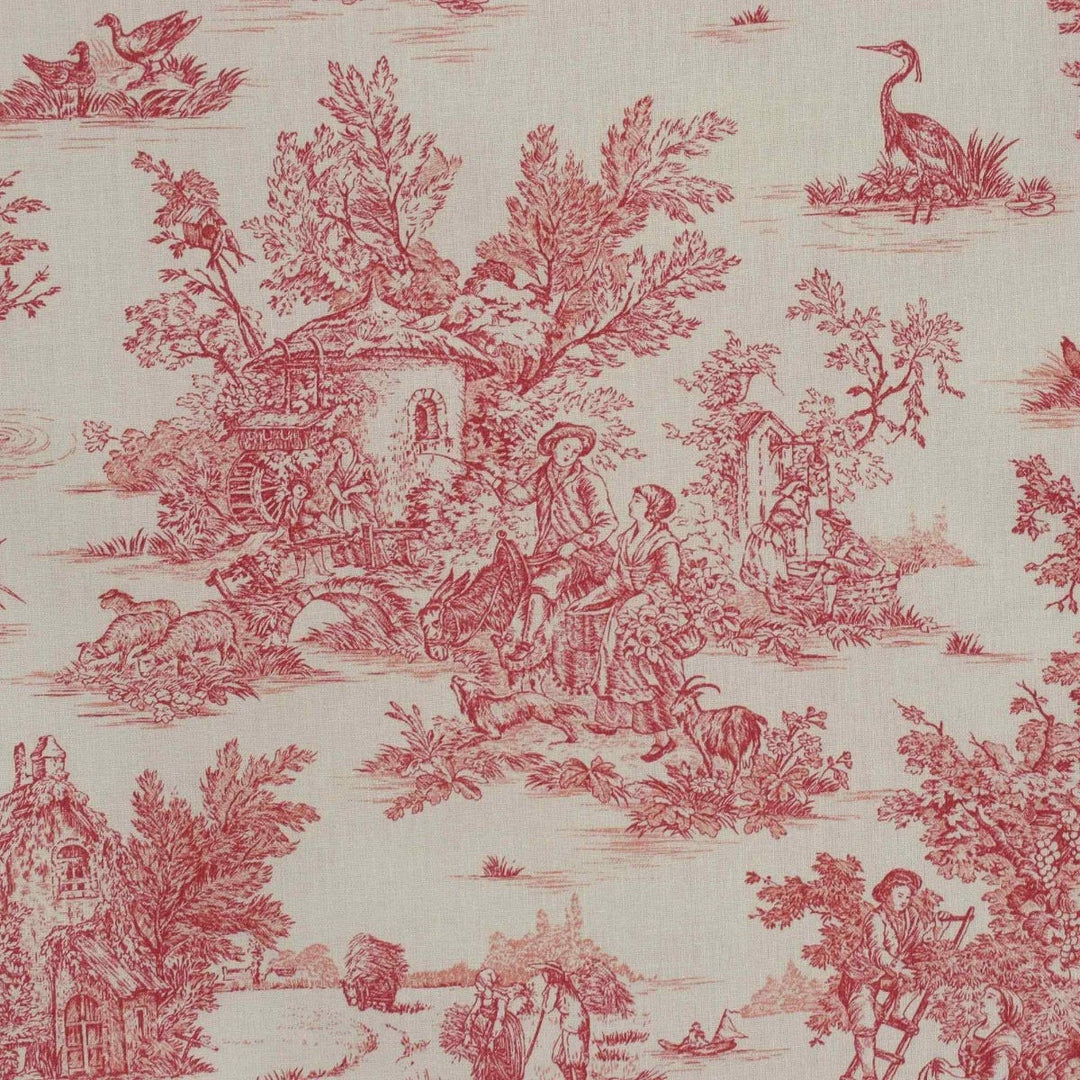 Mini French Toile De Jouy Red Double Width Fabric