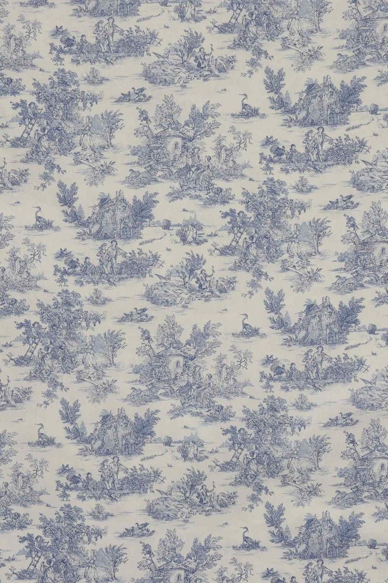 Mini French Toile De Jouy Blue Double Width Fabric