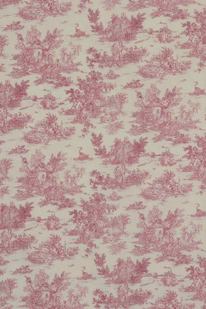 Mini French Toile De Jouy Pink Double Width Fabric