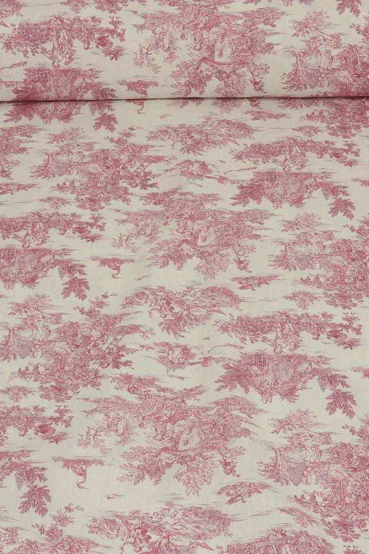 Mini French Toile De Jouy Pink Double Width Fabric