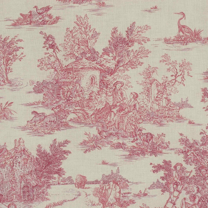 Mini French Toile De Jouy Pink Double Width Fabric