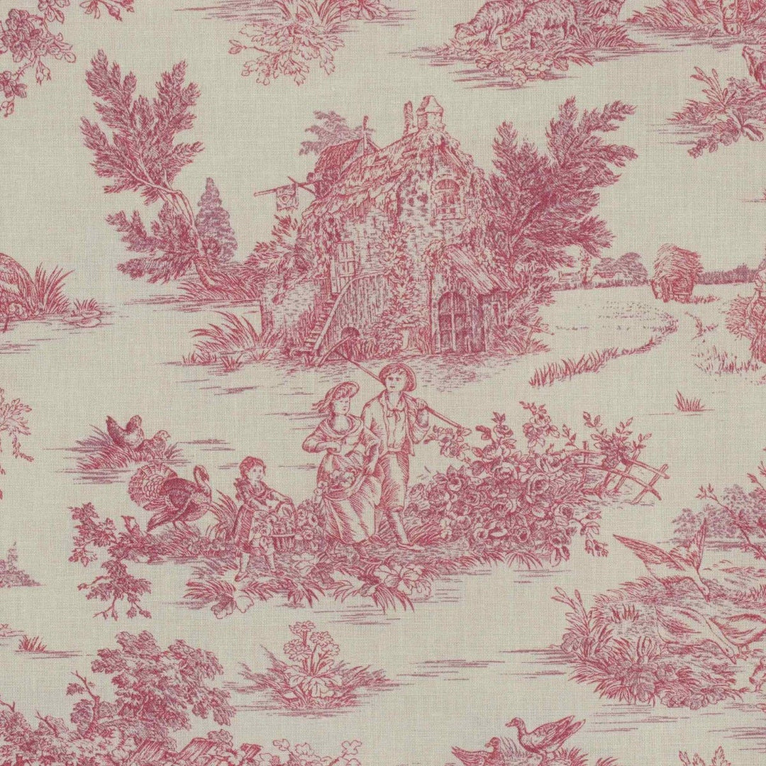 Mini French Toile De Jouy Pink Double Width Fabric