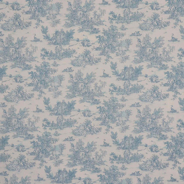 Mini French Toile De Jouy Teal Double Width Fabric