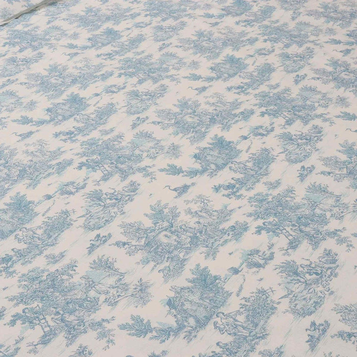 Mini French Toile De Jouy Teal Double Width Fabric