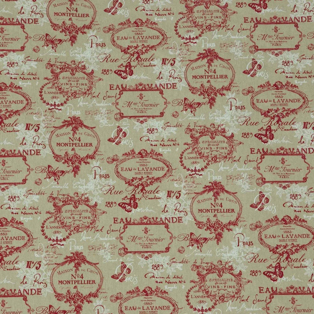 Clearance Paris Toile Red Fabric