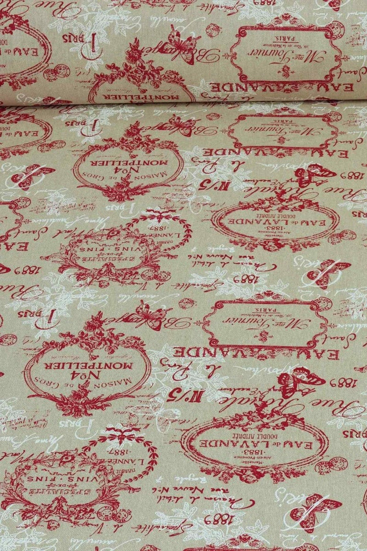 Clearance Paris Toile Red Fabric