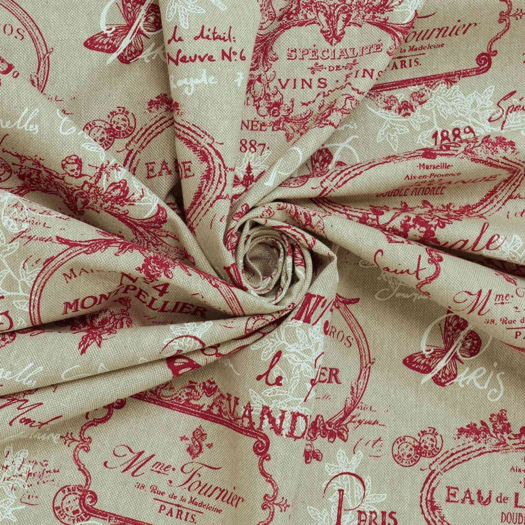 Clearance Paris Toile Red Fabric