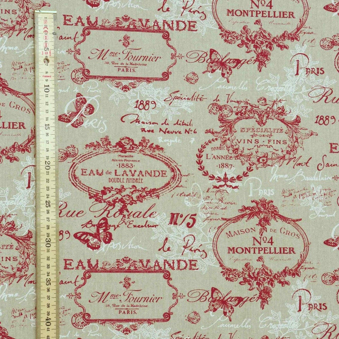 Clearance Paris Toile Red Fabric