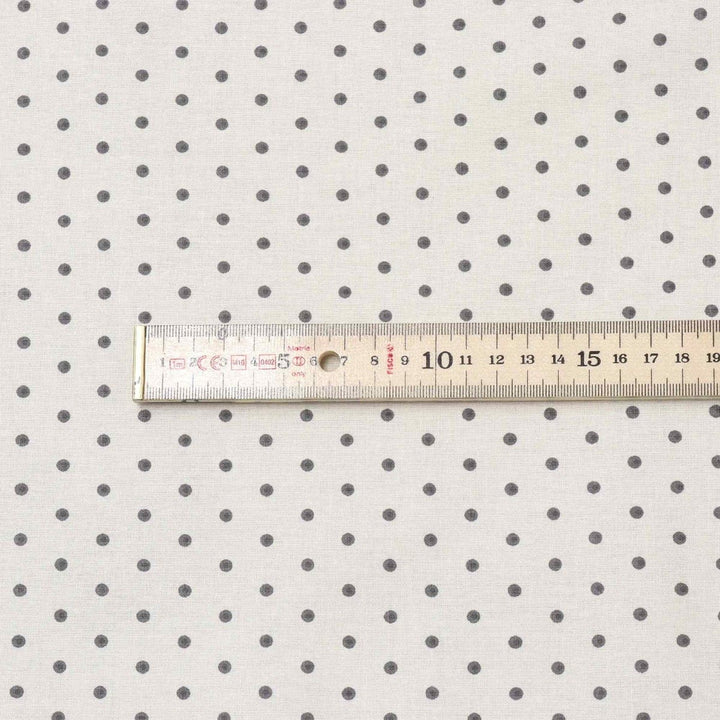 Raindrops Grey on Cream Cotton Fabric